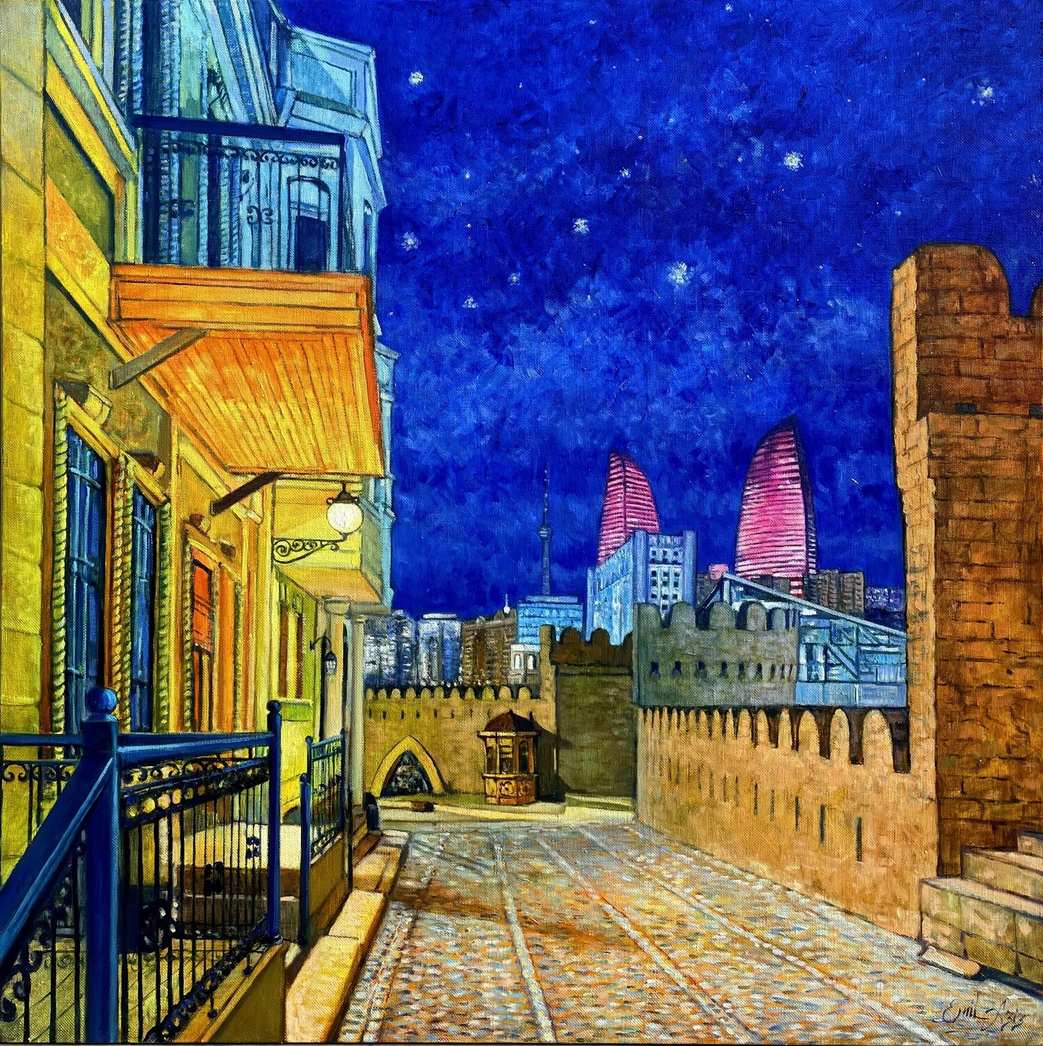 Vincent van Gogh in Baku Emil Aziz Dipinto originale in vendita