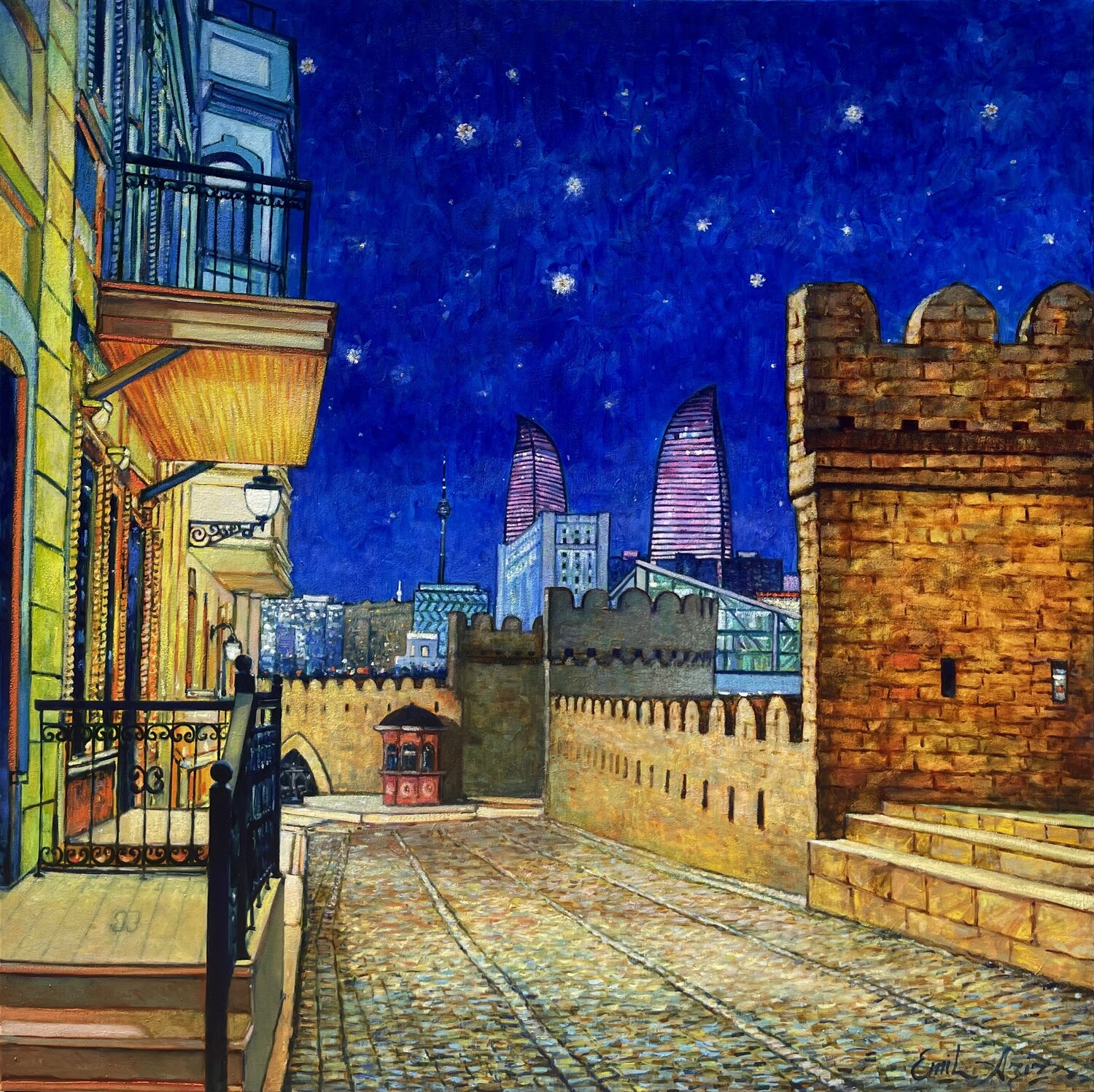 Van Gogh in Baku Emil Aziz Originalgemälde zu verkaufen