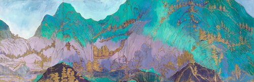 Dwelling in the Mountains par Yang Yongliang 杨泳梁, Peinture en vente sur Singulart