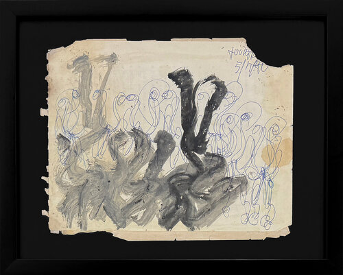 Shadowed Movement (framed original mixed media on paper) de Purvis Young, Obra en papel a la venta en Singulart