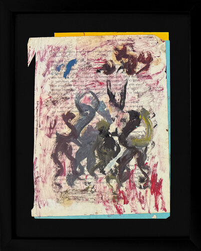 Dancer on the Page (framed original mixed media collage) de Purvis Young, Obra en papel a la venta en Singulart