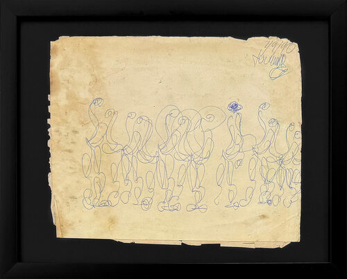 Procession of Marchers (framed original drawing on paper) de Purvis Young, Obra en papel a la venta en Singulart
