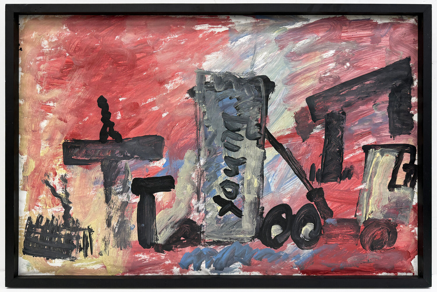 Construction (large original mixed media painting) Purvis Young Originalgemälde zu verkaufen