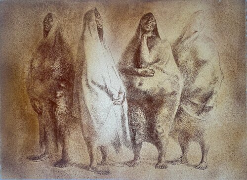 Four Mujeres, Rare Color Trial Proof, not signed, FREE DOMESTIC SHIPPING Francisco Zúñiga