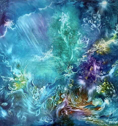 Tales of the blue lagoon par Margarita Akhmetgaleeva, Peinture en vente sur Singulart