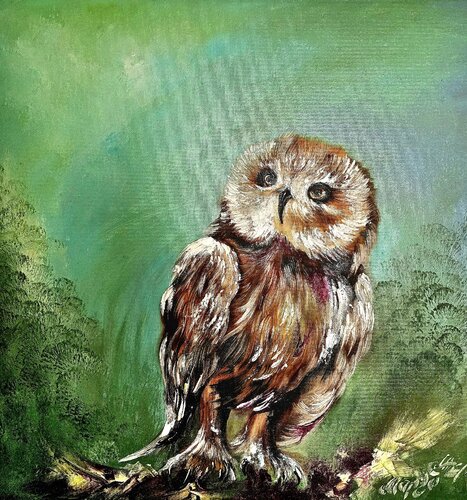 Wise Owl by Margarita Akhmetgaleeva, Painting for Sale on Singulart