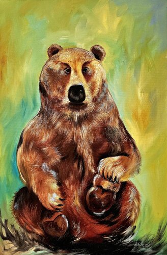Very kind gentle bear par Margarita Akhmetgaleeva, Peinture en vente sur Singulart
