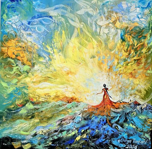 Woman and Universe van Margarita Akhmetgaleeva, Schilderij te koop op Singulart