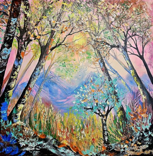 The Whispering Woods di Margarita Akhmetgaleeva, Pittura in vendita su Singulart