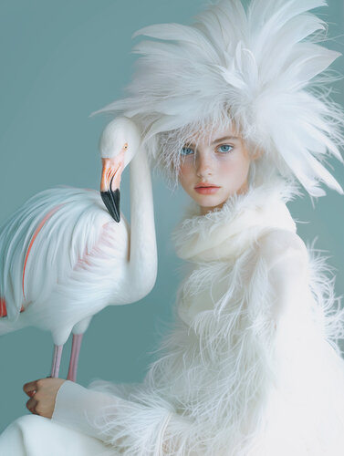 "The Flamingo Affair" Fine Art Print by Inna Etuvgi van Inna Etuvgi, Digitaal te koop op Singulart