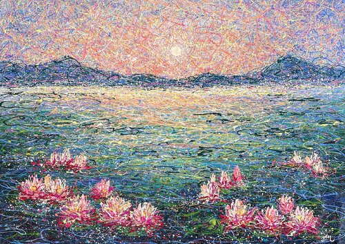 Claude Monet's Water lilies de Nadiia Antoniuk, Pintura a la venta en Singulart