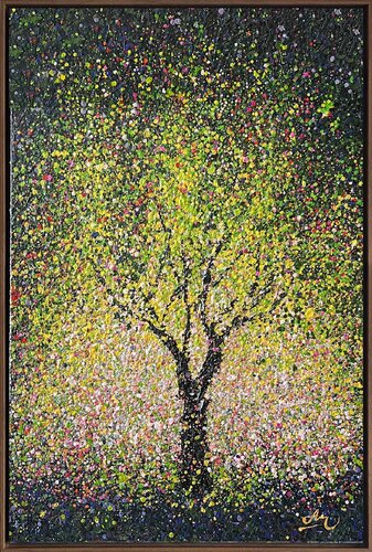 TREE OF LIGHT - FRAMED van Nadiia Antoniuk, Schilderij te koop op Singulart