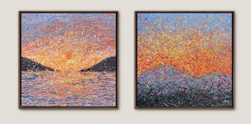Golden Solace - diptych, framed par Nadiia Antoniuk, Peinture en vente sur Singulart