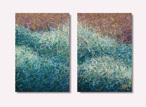 Waves of Inner Light - Diptych de Nadiia Antoniuk, Pintura a la venta en Singulart