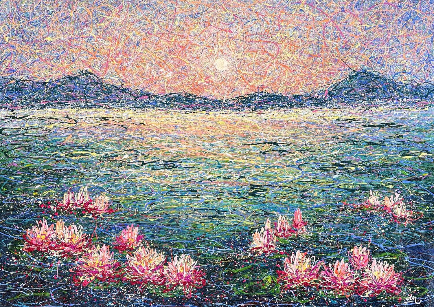 Claude Monet's Water lilies Nadiia Antoniuk Peinture originale à vendre