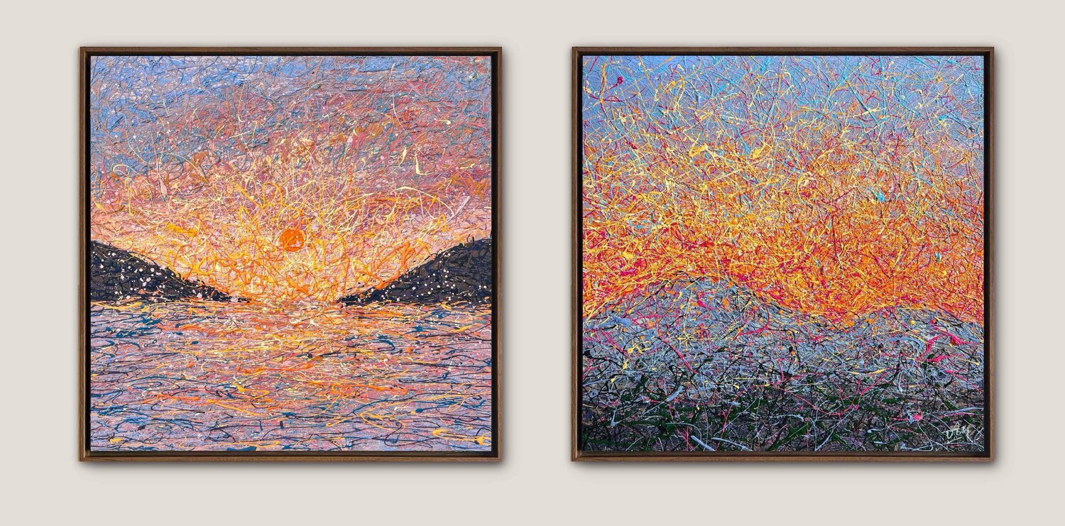 Golden Solace - diptych, framed Nadiia Antoniuk