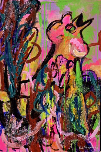 Kikeriki in greller Farbenpracht di Urszula Widzgowska, Pittura in vendita su Singulart
