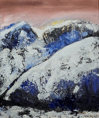 Asphaltgeflüster: Berge im Licht di Urszula Widzgowska, Pittura in vendita su Singulart