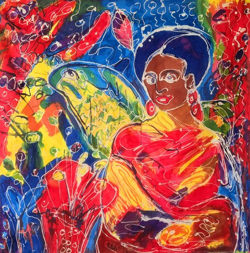 Papageienlied di Urszula Widzgowska, Tessile in vendita su Singulart