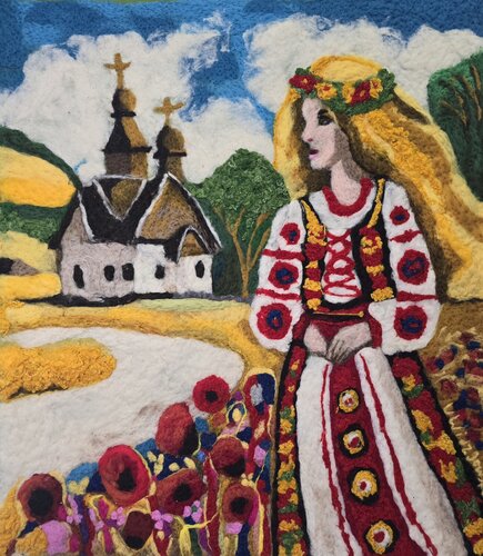 Slavic Sisterhood – Path to Peace von Urszula Widzgowska, Textil kaufen auf Singulart