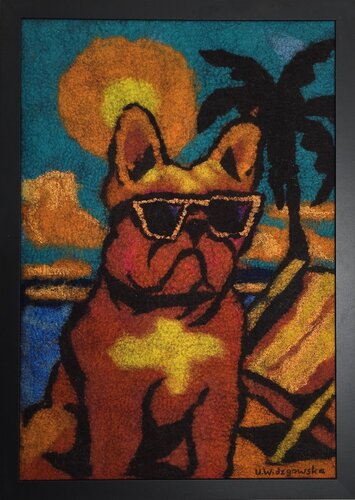 Beach Dog Icon von Urszula Widzgowska, Textil kaufen auf Singulart