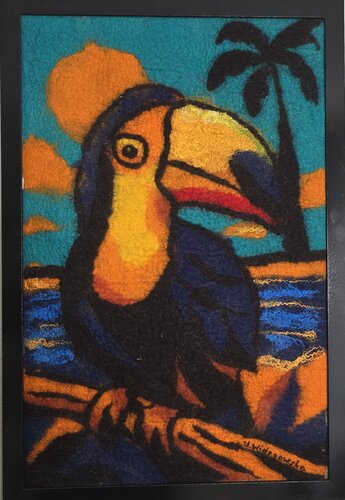 Tropischer Wächter von Urszula Widzgowska, Textil kaufen auf Singulart