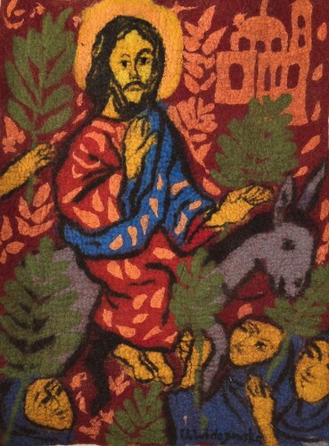 EINZUG IN JERUSALEM – HAPTISCHE VIA CRUCIS von Urszula Widzgowska, Textil kaufen auf Singulart