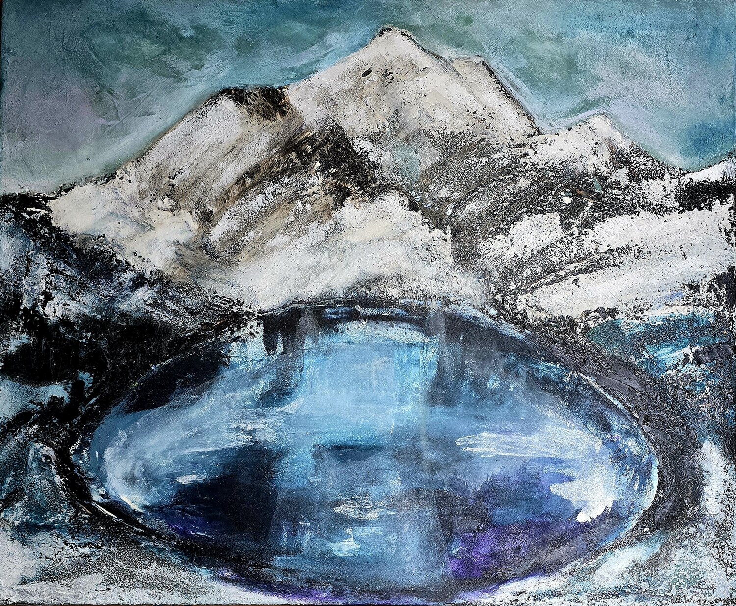 Eisige Magie des Morskie Oko Urszula Widzgowska Originalgemälde zu verkaufen