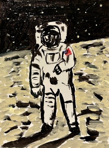Buzz Aldrin von Mario Pratesi, Malerei kaufen auf Singulart