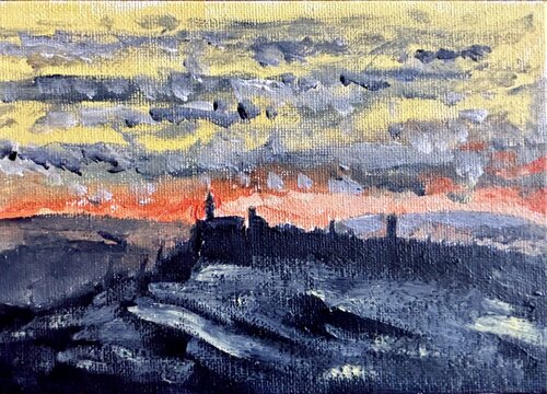 Pienza sunset van Mario Pratesi, Schilderij te koop op Singulart