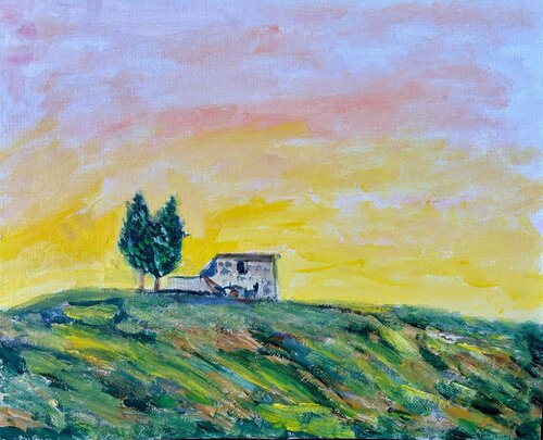 Cascina vicino a Pienza van Mario Pratesi, Schilderij te koop op Singulart