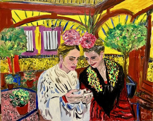 Ragazze Sivigliane durante la feria de Avril di Mario Pratesi, Pittura in vendita su Singulart