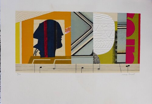 Composition, Gravure en relief signée Max Papart