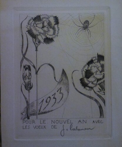 Voeux et souhaits pour le nouvel an 1933 von Jean-Emile Laboureur, Druck kaufen auf Singulart