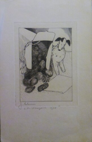 Chien de peluche et chocolats von Jean-Emile Laboureur, Druck kaufen auf Singulart