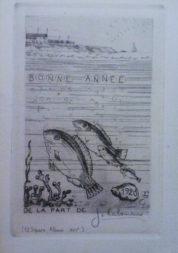 Marine aux quatre poissons von Jean-Emile Laboureur, Druck kaufen auf Singulart