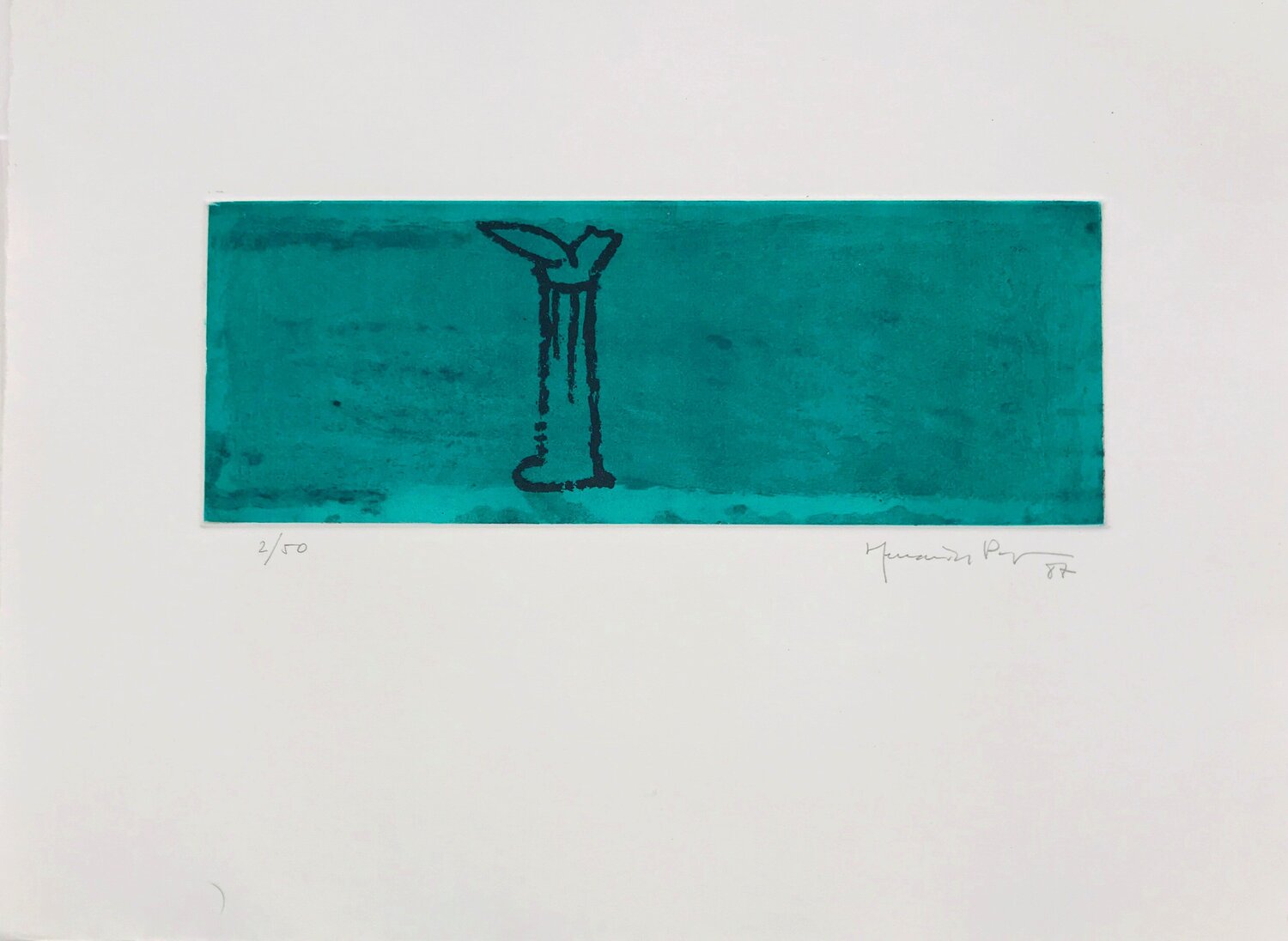 Gerro i flor sobre verd Joan Hernández Pijuan