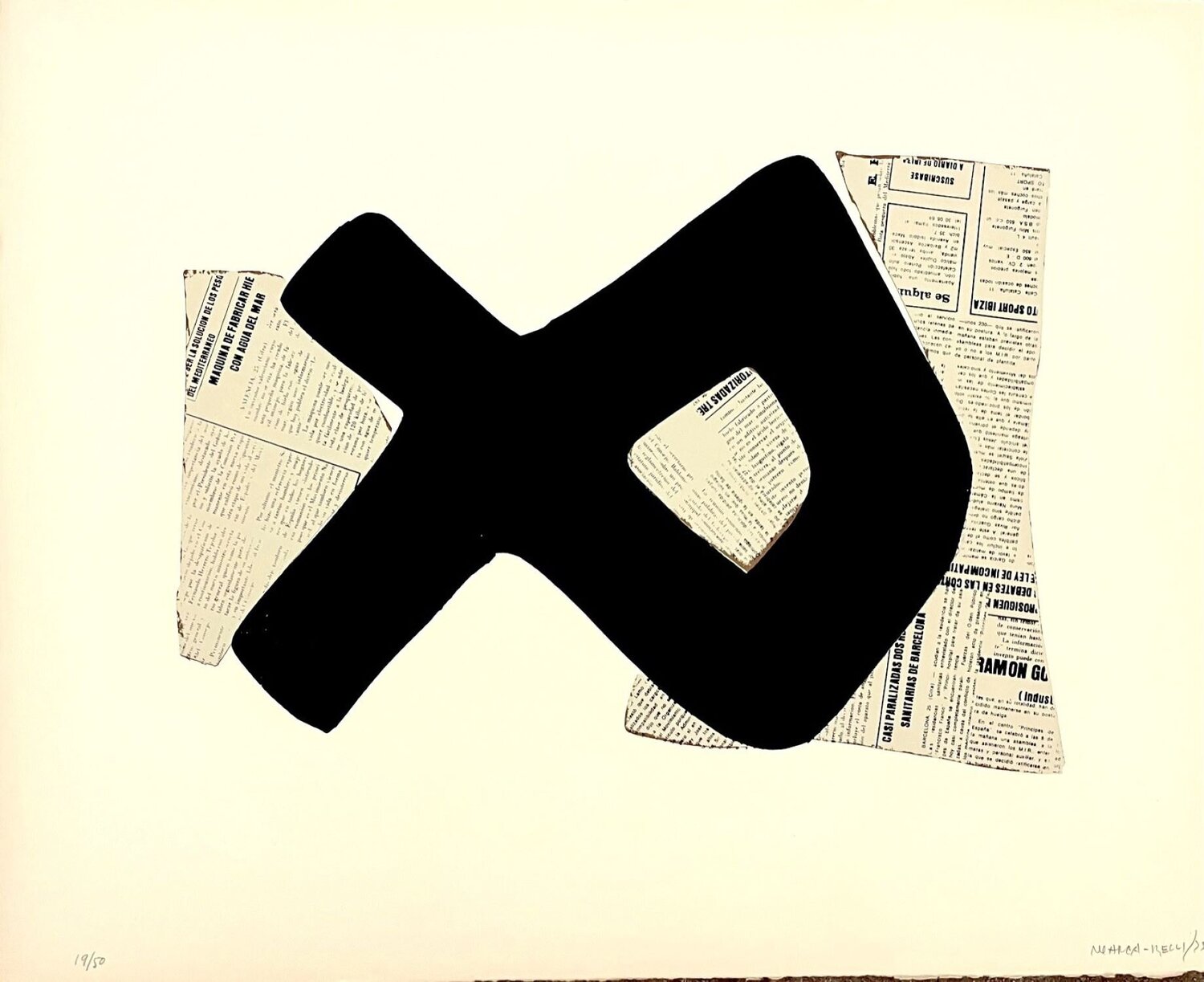 Composition with newspaper Conrad Marca-Relli Afdruk te koop