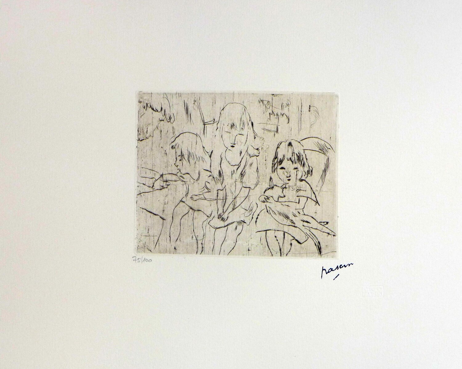 Trois petites filles Jules Pascin Stampa in vendita