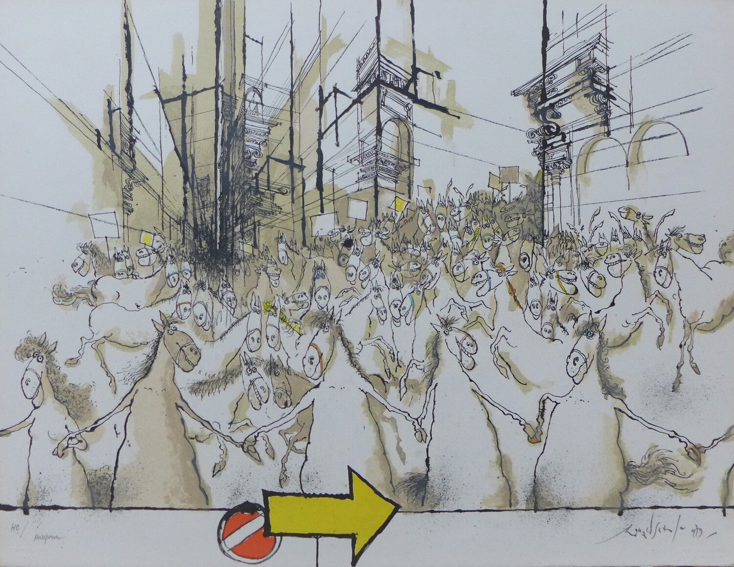Horsepower Ronald Searle Stampa in vendita