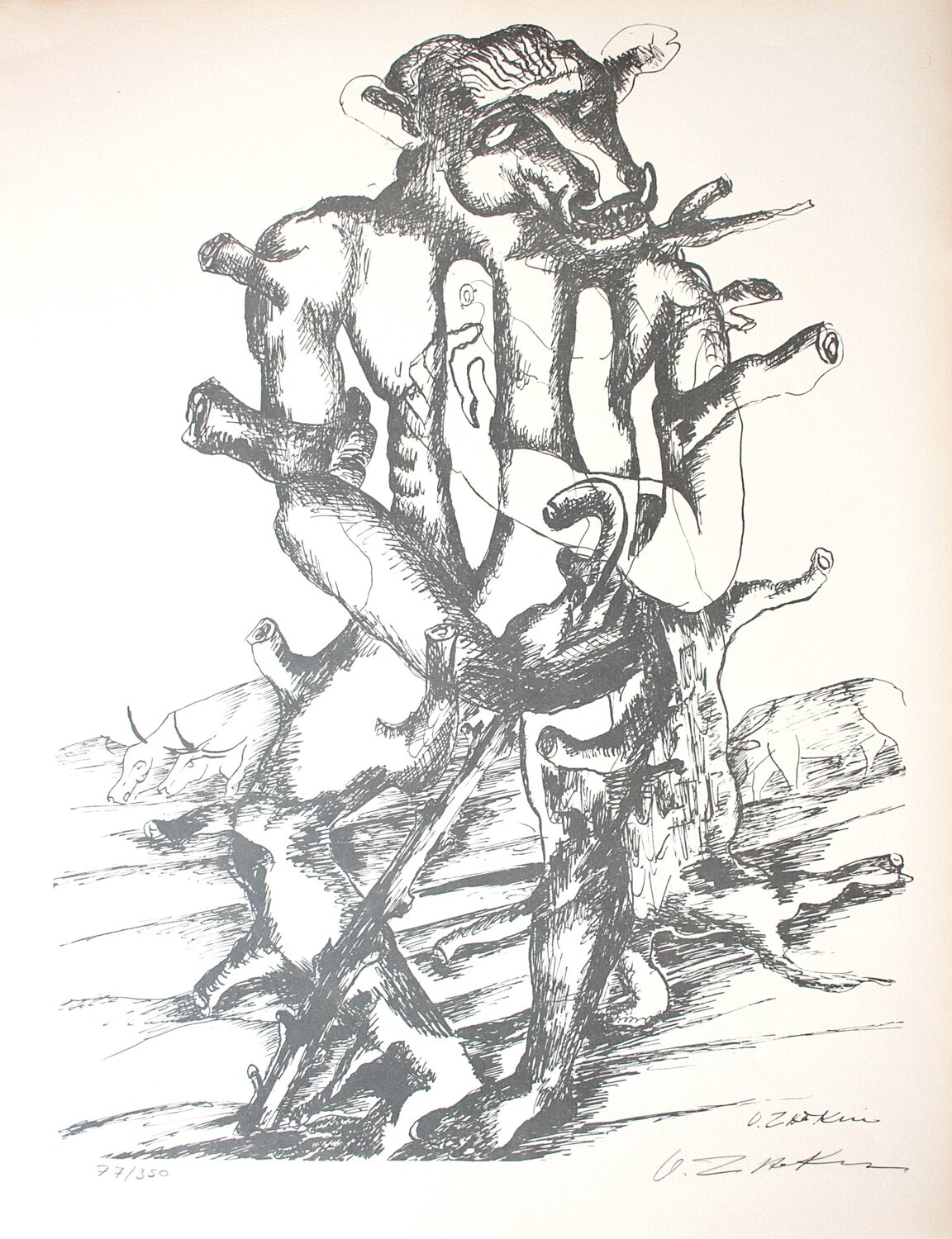Die Arbeiten des Herakles, Geryones Ossip Zadkine Druck zu verkaufen