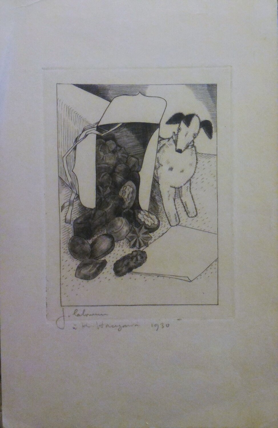 Chien de peluche et chocolats Jean-Emile Laboureur