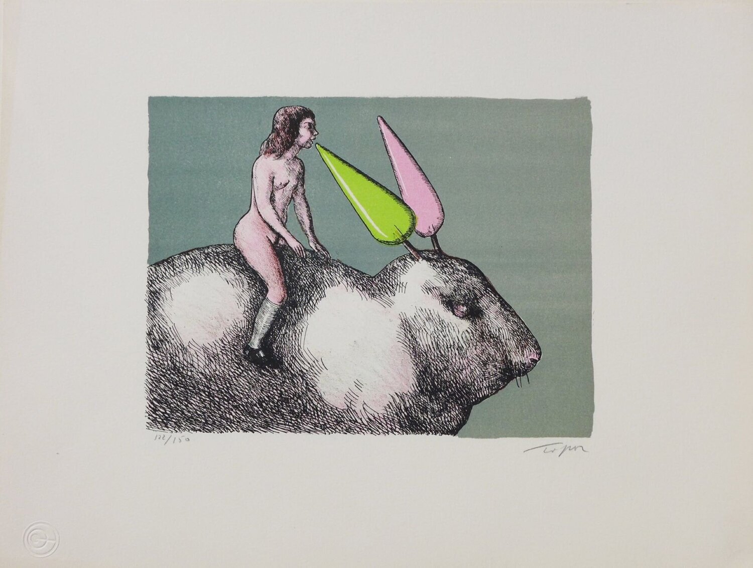 Le lapin Roland Topor Druck zu verkaufen