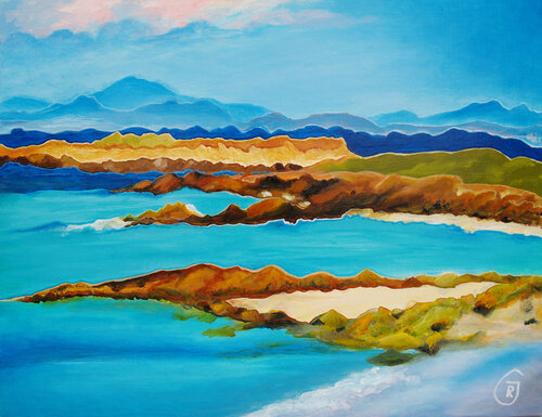 The Beauty of Isle of Skye, abstract landscape painting van Rhia Janta-Cooper, Schilderij te koop op Singulart