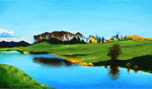 The Serene Painting of River Aire van Rhia Janta-Cooper, Schilderij te koop op Singulart