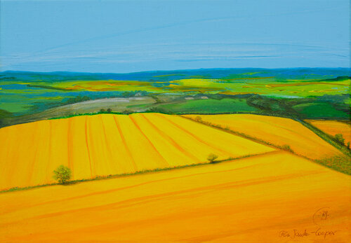 Yellow Fields - Summer Landscape van Rhia Janta-Cooper, Schilderij te koop op Singulart