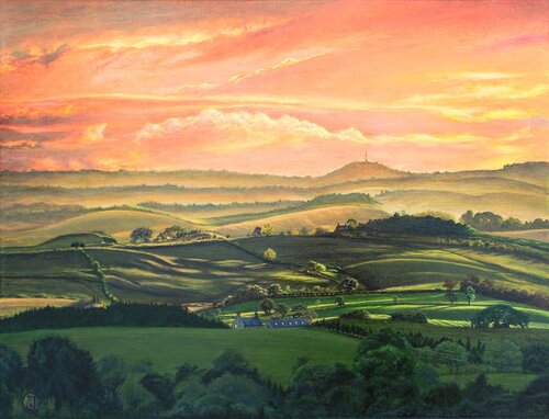 Sunset Landscape Close to Bellingham van Rhia Janta-Cooper, Schilderij te koop op Singulart