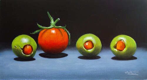 Olives cerise // Cherry olives van Jean-Pierre Walter, Schilderij te koop op Singulart