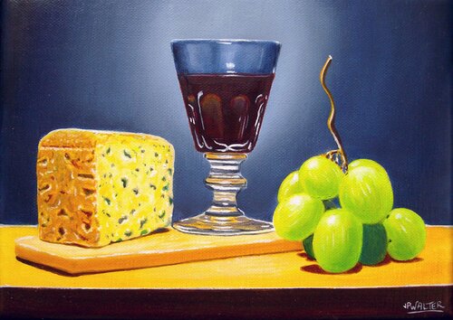 Nature morte au Bleu // Still Life with Bleu (cheese) by Jean-Pierre Walter, Painting for Sale on Singulart