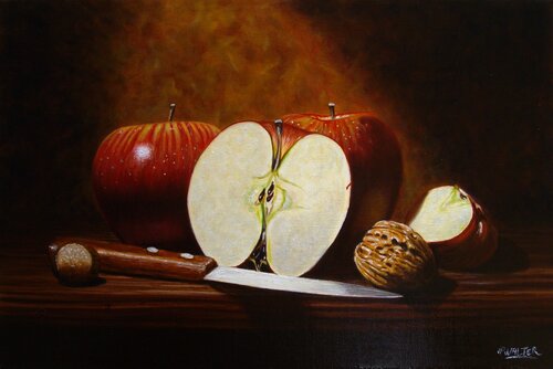 Pommes en automne // Apples in autumn by Jean-Pierre Walter, Painting for Sale on Singulart